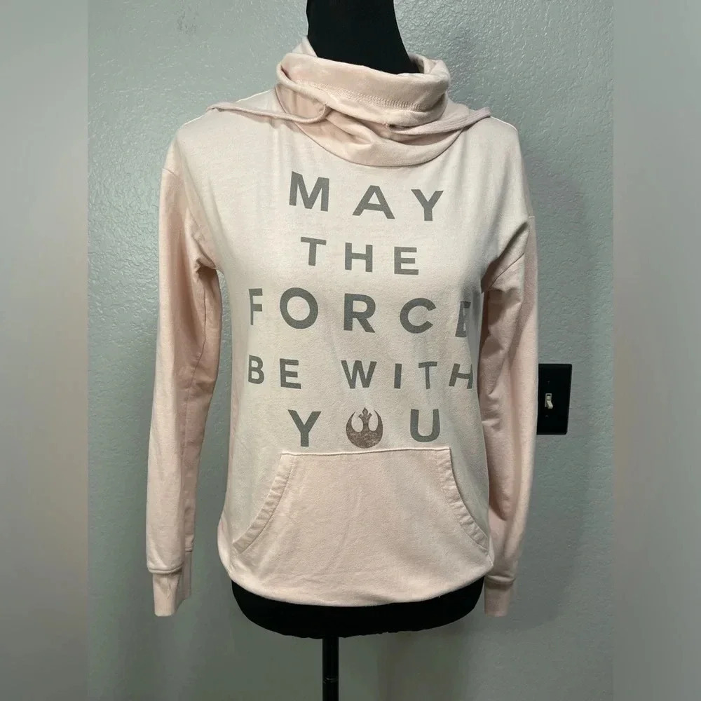Her Universe Star Wars May The Force Be With You Pink Cowell Neck Sweatshirt XS - Picture 2 of 6